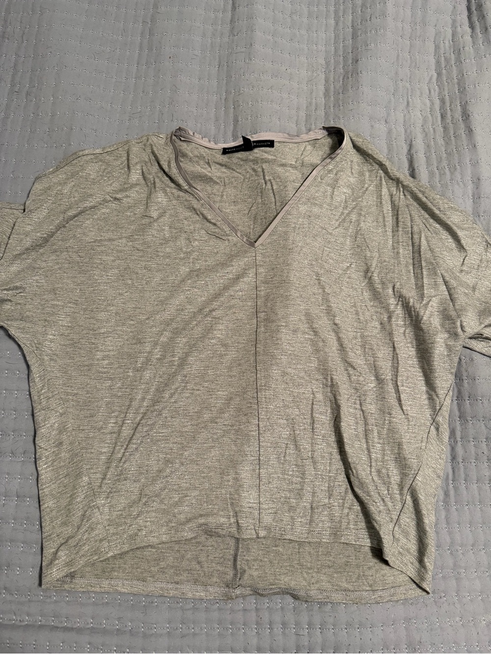White House Black Market Light Gray V-Neck Sweater